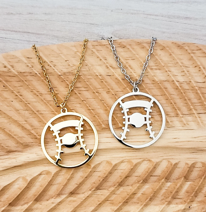 Baseball Softball Pendant Necklace – Stainless Steel Sports Jewelry for Baseball Lovers