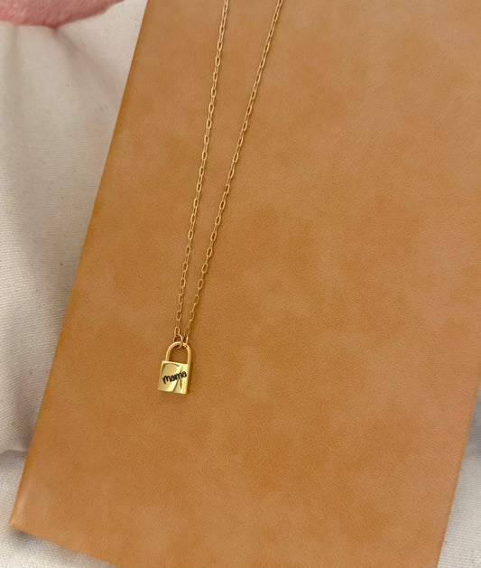 Engraved Lock Necklace