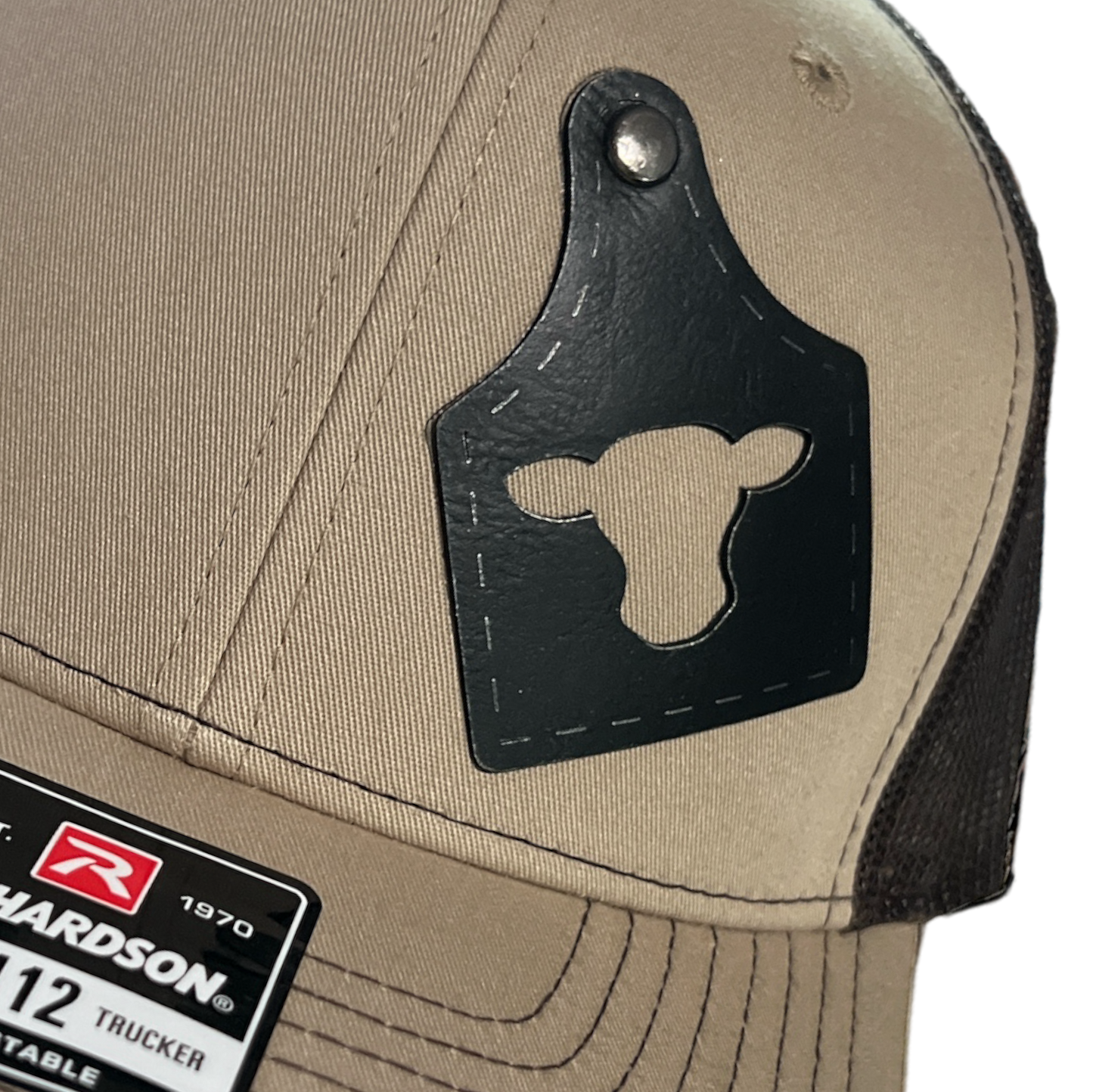 Black Cow Tag with Antiqued Silver Rivet Richardson 112 Trucker