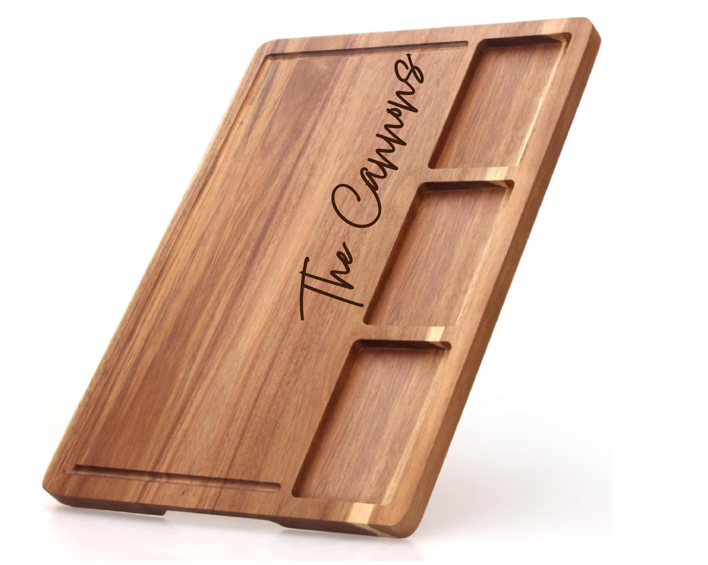 17” Large acacia wood cutting board w/containers Meat Cheese Platter Fruit Charcuterie Decor Gift