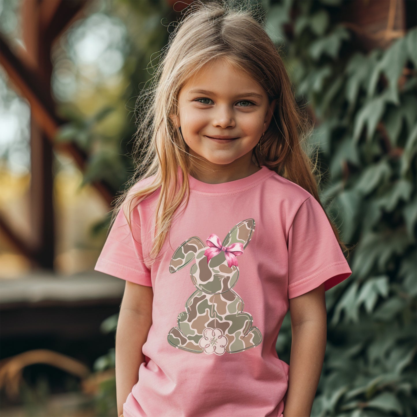 Camo Bunny with Bow Easter T-Shirt