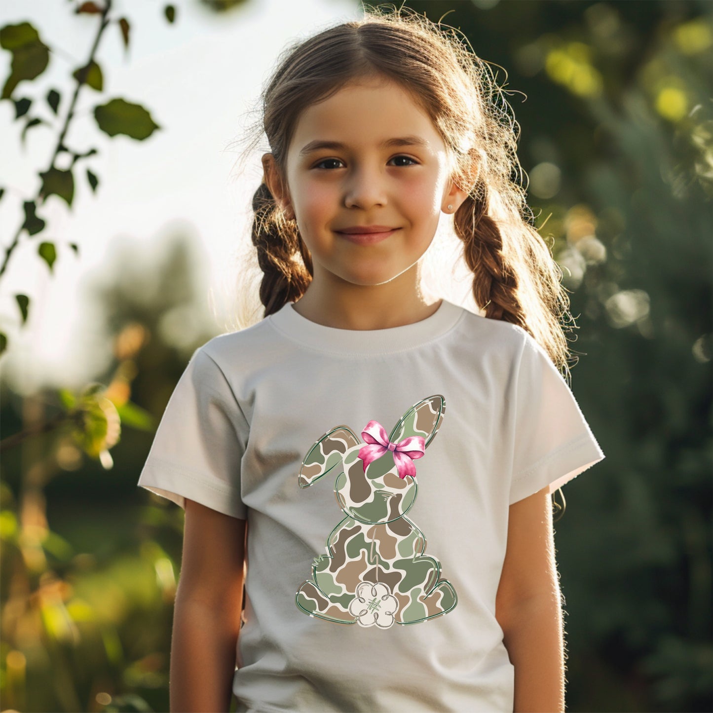Camo Bunny with Bow Easter T-Shirt