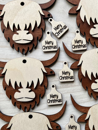 Highland Cow Christmas Ornament