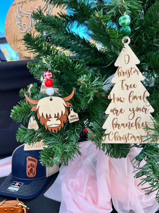 Highland Cow Christmas Ornament