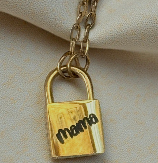 Engraved Lock Necklace